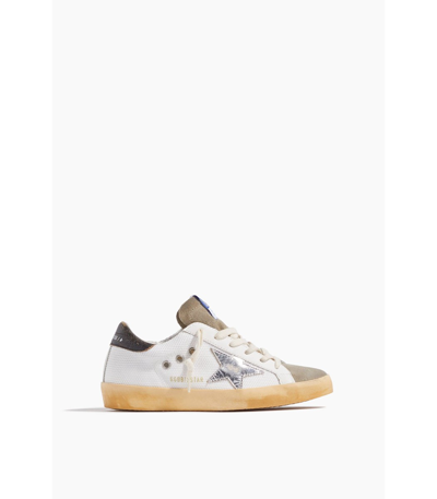 Golden Goose Superstar Net Trainer In White/taupe/silver/black In Multi