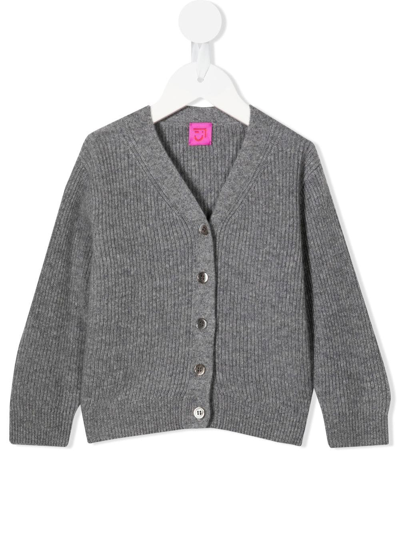 Cashmere In Love Babies' Mimi Ribbed-knit Cashmere Cardigan In Grau