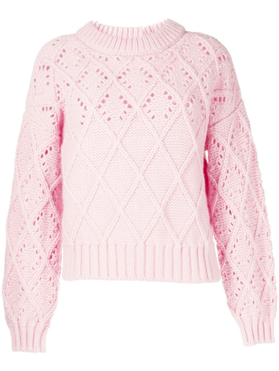 Pringle Of Scotland Diamond-pattern Wool Jumper In Powder_pink