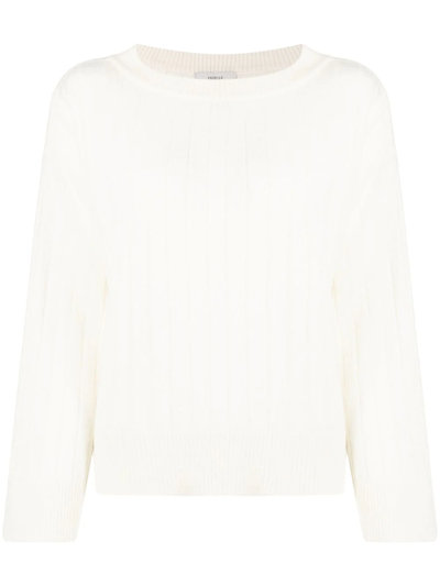 Pringle Of Scotland Wide-neck Ribbed-knit Jumper In Weiss