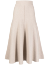 Pringle Of Scotland Fine-knit Cashmere Midi Skirt In Nude