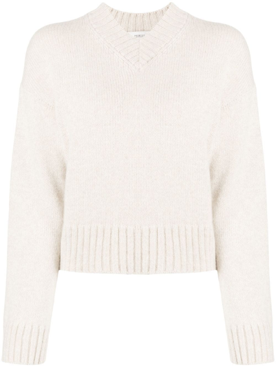 Pringle Of Scotland V-neck Cashmere Jumper In Vanilla_cream