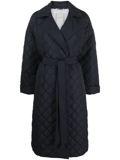 Tommy Hilfiger Sorona Quilted Belted Coat In Blau