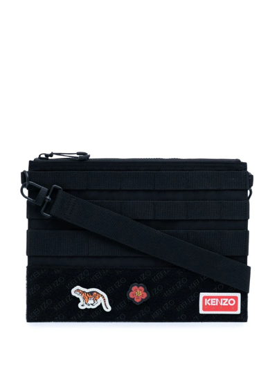 Kenzo Large Jungle Messenger Bag In Black