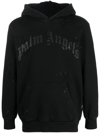 PALM ANGELS LOGO-PRINT DISTRESSED HOODIE