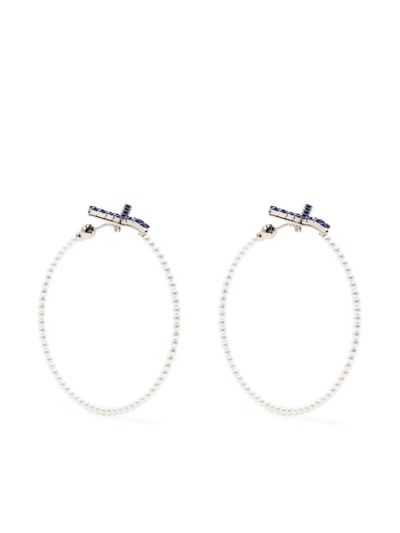 Y/project Y Pearl Hoop Earrings In Weiss