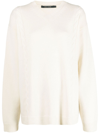 Sofie D'hoore Long Sleeve Crew Neck Jersey Cotton Boucle Knit In Nude