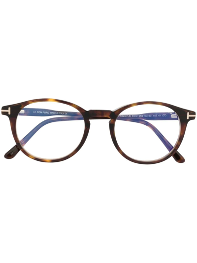 Tom Ford Removable Lense Round Glasses In Braun