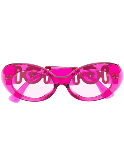 Versace Medusa Oval-frame Sunglasses In Fuchsia