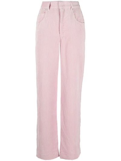 Isabel Marant Milorsy High-rise Corduroy Wide-leg Pants In Pink