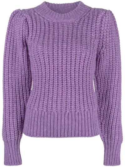 Isabel Marant Puff-sleeve Knitted Jumper In Violett