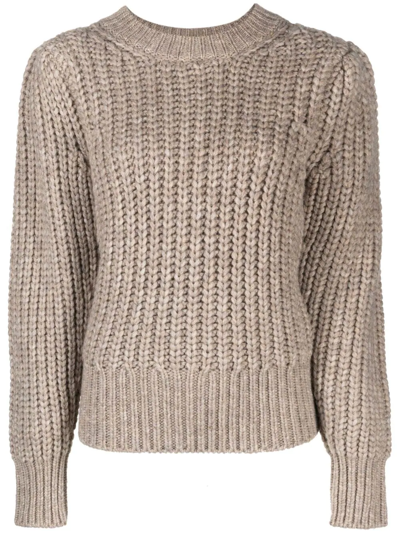 Isabel Marant Puff-sleeve Knitted Jumper In Nude