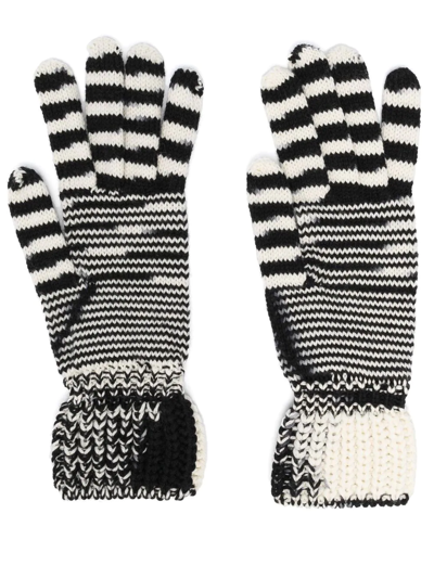 Missoni Striped Wool Gloves In Red