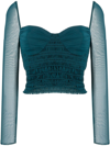 Self-portrait Shimmered Tulle Top In Blau