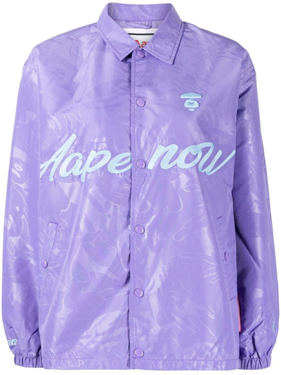 Aape By A Bathing Ape Logo-printed Button-front Jacket In Violett