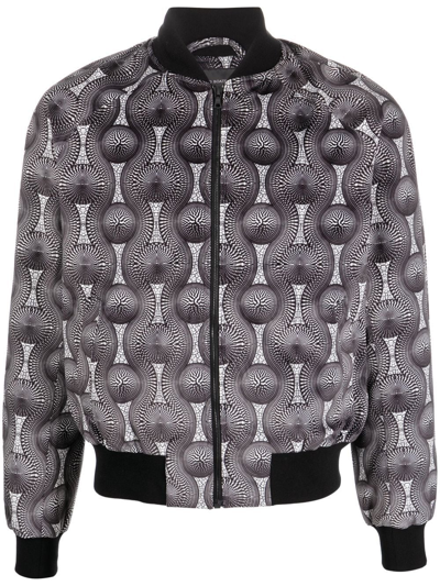 Ozwald Boateng Geometric-print Silk Bomber Jacket In Grey