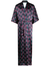 Ozwald Boateng Geometric-print Tie-waist Long Jacket In Violett