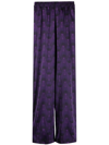 Ozwald Boateng Elastic Waist Printed Silk Trousers In Violett