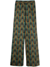 OZWALD BOATENG GEOMETRIC-PRINT SILK TROUSERS