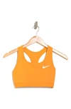 Nike Swoosh Racerback Sports Bra In Light Curry/ White