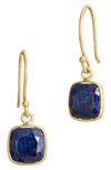 Savvy Cie Jewels 18k Yellow Gold Vermeil Bezel Set Drop Earrings In Blue