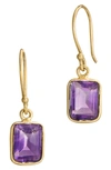 Savvy Cie Jewels 18k Yellow Gold Vermeil Bezel Set Drop Earrings In Purple