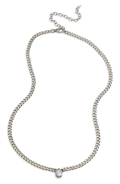 Savvy Cie Jewels Cuban Link Cz Solitaire Necklace In White