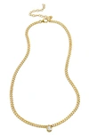Savvy Cie Jewels Cuban Link Cz Solitaire Necklace In Yellow