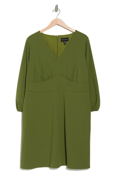 Donna Morgan For Maggy V-neck Long Sleeve Fit & Flare Dress In Cedar Green