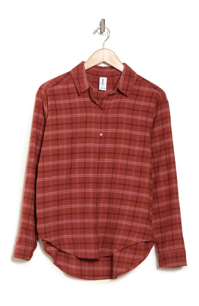 Abound Oversized Plaid Shirt In Rust- Purple Thicket Plaid