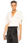Lanvin Top Flutter Ss Wrap Bttn Clo In Ivory