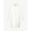Bottega Veneta Fluffy-texture Single-breasted Wool-blend Coat In White