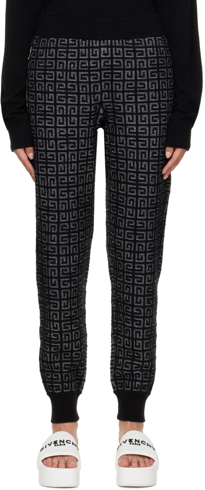 Givenchy Black 4g Monogram Cashmere Track Pants In Nero