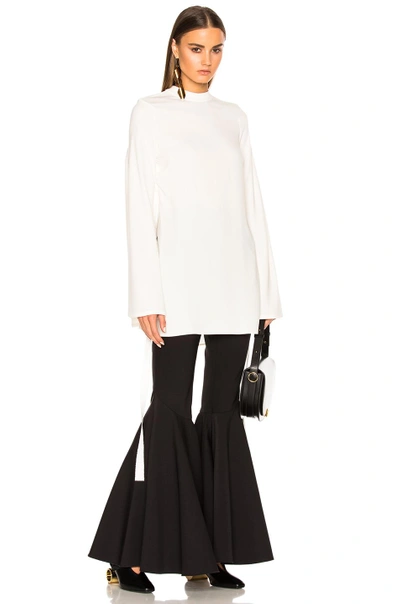 Ellery 'purify' Flared Sleeve Ruched Side Top In White