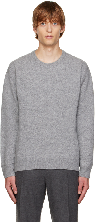 Solid Homme Gray Brushed Sweater In 605g Grey