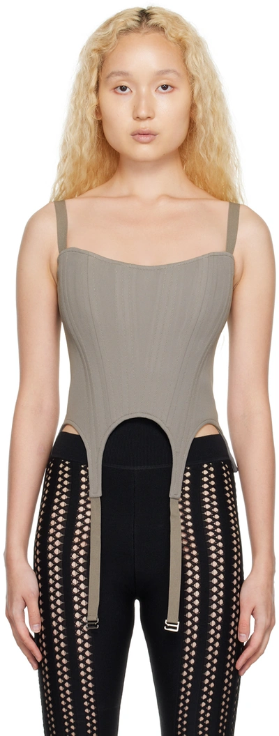 Dion Lee Gray Arch Longline Corset Tank Top In Pewter