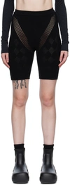 AMBUSH BLACK PERFORATED SHORTS