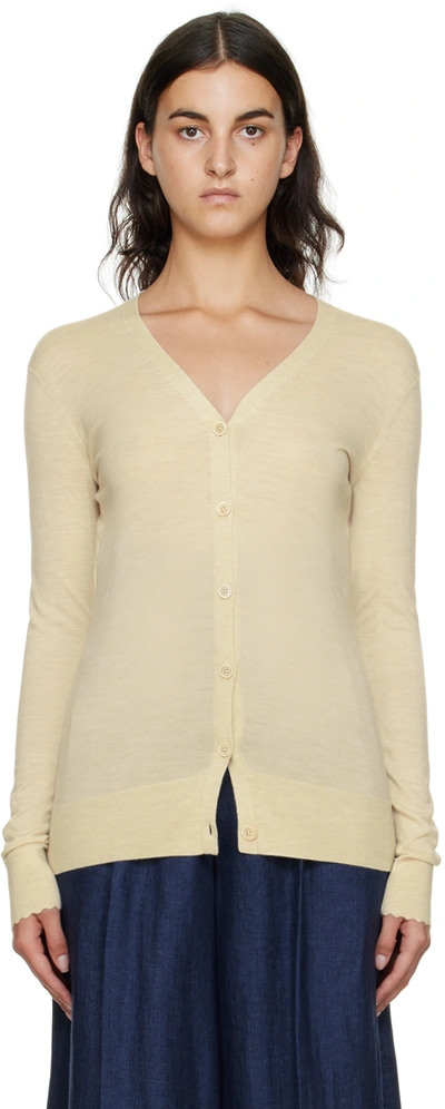 Chloé Off-white Scalloped Cardigan In 284 Sandy Beige