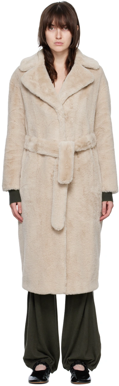 Herno Monogram-trim Faux-fur Coat In White