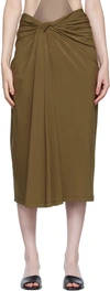 ROSETTA GETTY SSENSE EXCLUSIVE BROWN KNOTTED MIDI SKIRT