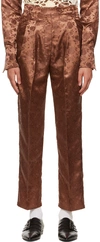 Tanner Fletcher Brown Clarence Trousers In Brown Floral Jacquar
