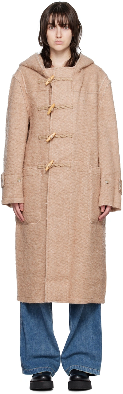 R13 Tan Raw Edge Toggle Coat In Camel