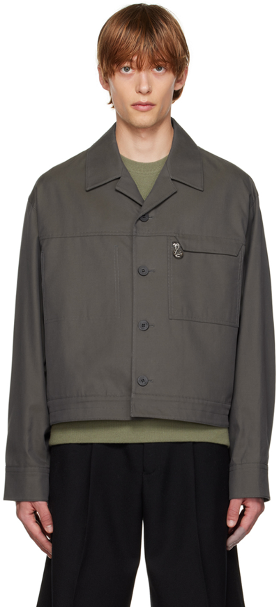 Solid Homme Khaki Cropped Jacket In Green