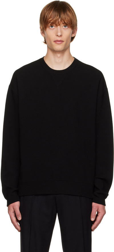 Solid Homme Black Wool Sweater In 601b Black