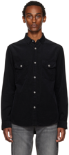 Frame Long Sleeve Corduroy Button-up Shirt In Noir