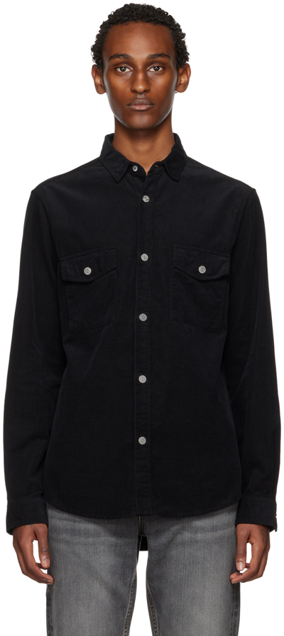 Frame Cotton Corduroy Overshirt In Black