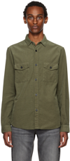 Frame Micro Corduroy Flap Pocket Long Sleeve Shirt In Military Green