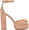 Valentino Beige One Stud 120 Platform Heeled Sandals In Gf9 Rose Cannelle