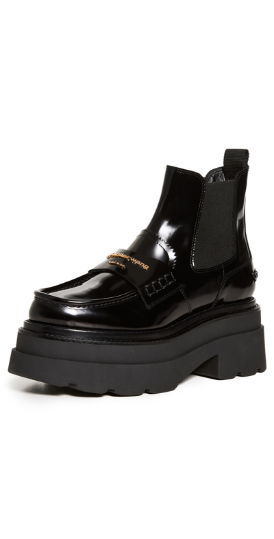 Alexander Wang Carter Leather Platform Ankle Boots In Black