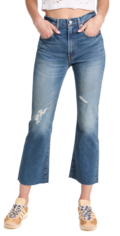 Denimist Jaclyn Cropped Distressed Mid-rise Bootcut Jeans In Denim